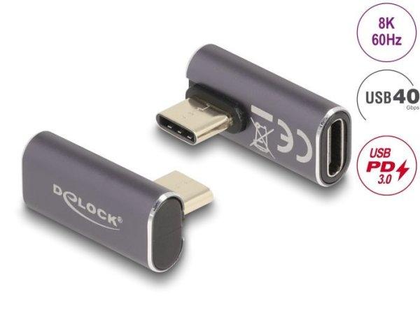 DeLock USB Adapter 40 Gbps USB Type-C PD 3.0 100 W male to female rotated angled
left / right 8K 60Hz metal