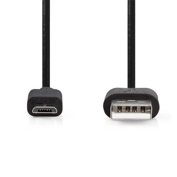 Nedis CCGL60500BK10 USB 2.0 USB-A dugó - USB Micro-B dugó 10 W 480 Mbps, 1m