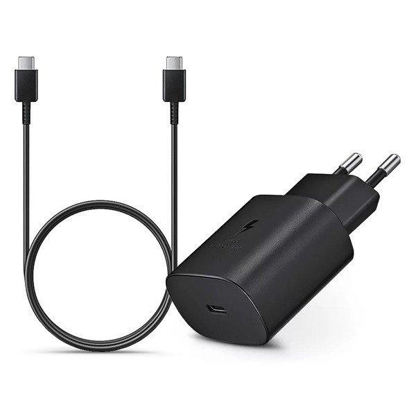 Samsung gyári hálózati töltő adapter Type-C bemenet 1 m-es Type-C kábel
25W EPTA800EBE EPDA705BBE fekete ECO csom