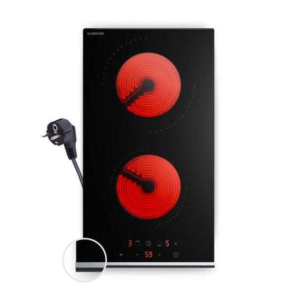 Klarstein Verosteel üvegkerámia főzőlap, Minimalista, nagy teljesítményű,
2 főzőzóna, 3000 W, 30 cm