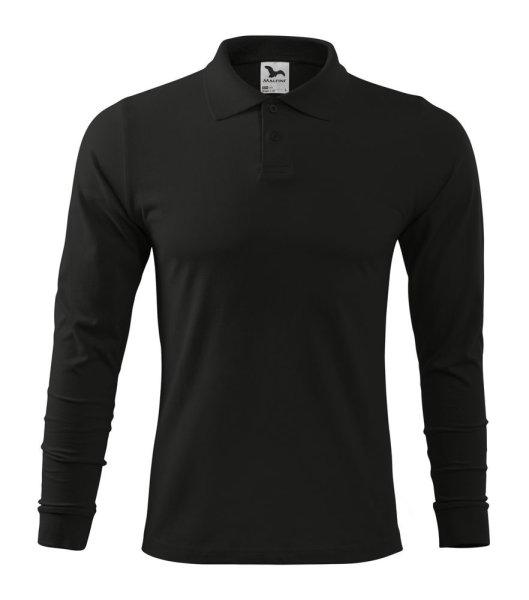 MALFINI Férfi hosszú ujjú galléros póló Single J. LS - Fekete | 2XL