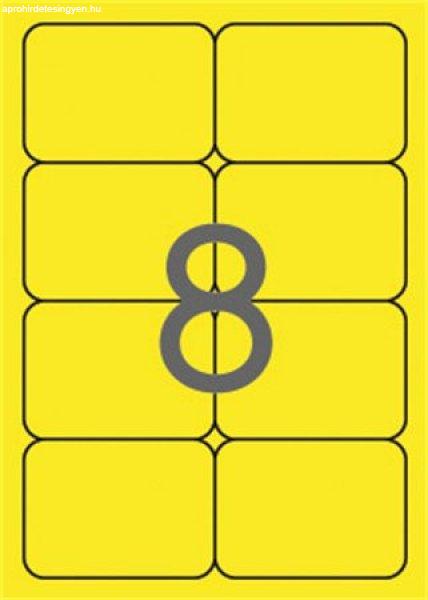 Etikett, 99,1x67,7 mm, színes, kerekített sarkú, APLI, neon sárga, 160
etikett/csomag