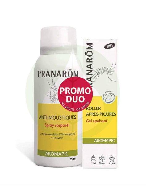 Aromapic - Szúnyog és rovarriasztó spray - bőrre és csípéskezelő roll
csomag - Bio - Pranarom