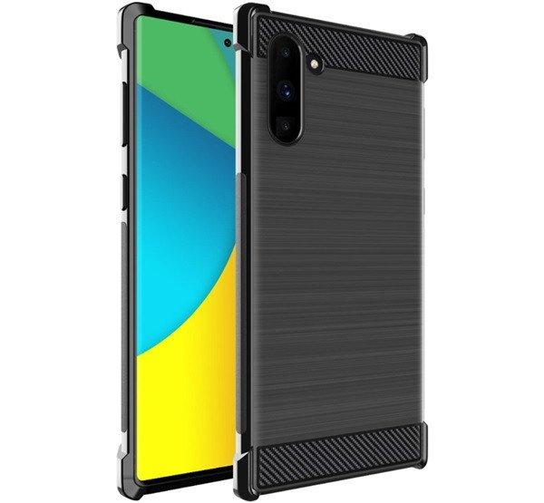 IMAK VEGA szilikon telefonvédő (közepesen ütésálló, légpárnás sarok,
szálcsiszolt, karbon minta) FEKETE Samsung Galaxy Note 10 (SM-N970F)