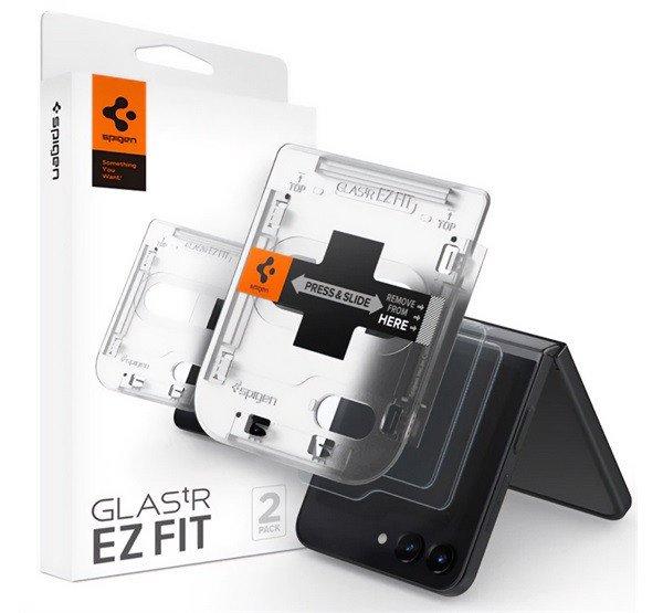 SPIGEN EZ FIT képernyővédő üveg 2db (2.5D, tokbarát, ultravékony, 0.2mm,
9H + segédkeret) ÁTLÁTSZÓ Samsung Galaxy Z Flip5 5G (SM-F731) 