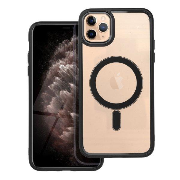 iPhone 11 Pro Max (6.5") szilikon tok, PC/TPU tok, magsafe, színes
keretes, átlátszó/fekete, Color Edge Mag Cover