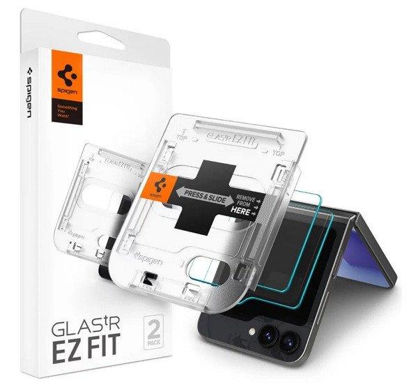SPIGEN EZ FIT képernyővédő üveg 2db (2.5D, tokbarát, ultravékony, 0.2mm,
9H + segédkeret) ÁTLÁTSZÓ Samsung Galaxy Z Flip6 5G (SM-F741)