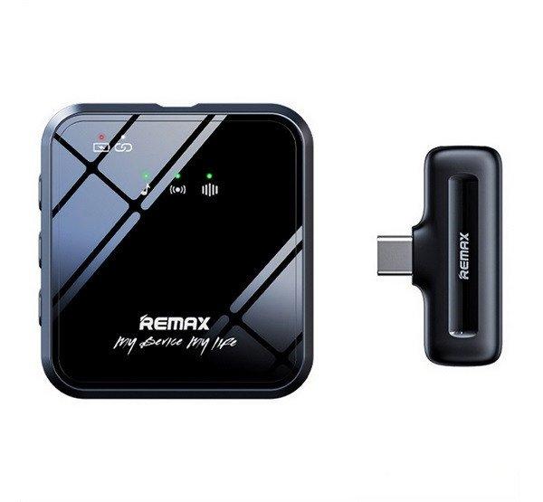 REMAX bluetooth mikrofon (Type-C, zajszűrő, 360°, LAVALIER csiptethető, LED
jelzés) FEKETE