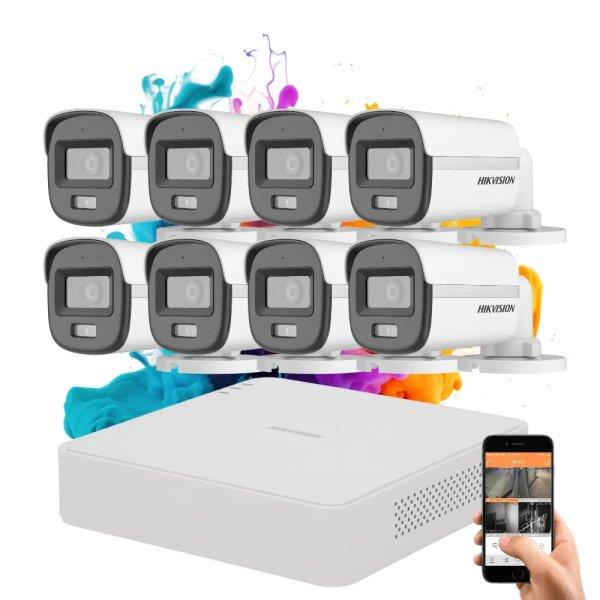 Hikvision ColorVu 8 kamerás biztonsági kamera rendszer 5MP színes éjszakai
képpel