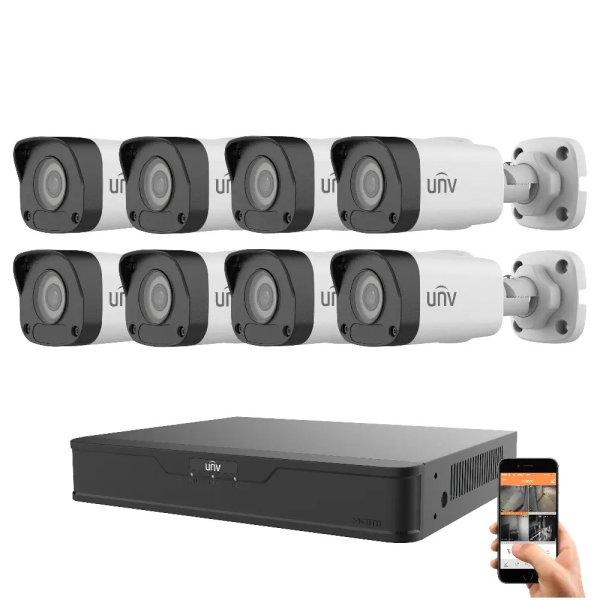 Uniview 8 biztonsági kamerás IP kamera rendszer 4MP