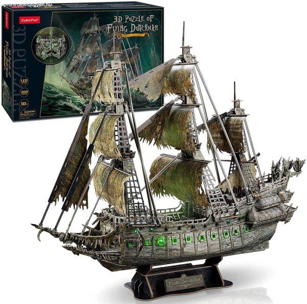 3d Led világítós puzzle: Bolygó Hollandi CubicFun kalózhajó makett LED
világítással