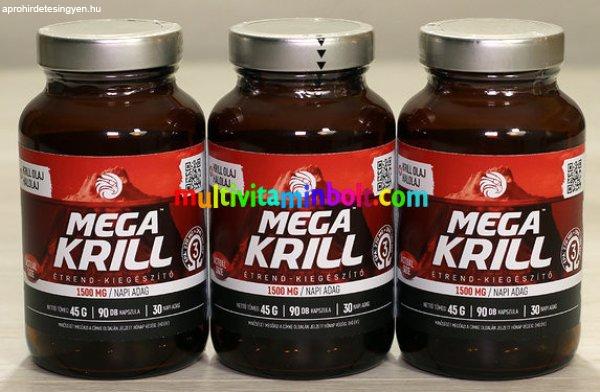 MegaKrill 3x90 db lágyzselatin kapszula, 1500 mg krill olaj
étrend-kiegészítő, 3 dobozzal - Mannavita 