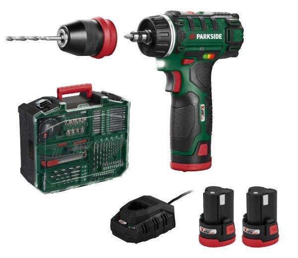 Értékcsökkent ParkSide PBSA 12 E4 EXTRA 12V 2Ah 28 Nm dupla akkus, 2 db
li-ion akkumulátoros, levehető tokmányos fúró, csavarozó, behajtó EXTRA
kofferben, 70 kiegészítővel (hiányos, esztétikai sérült)