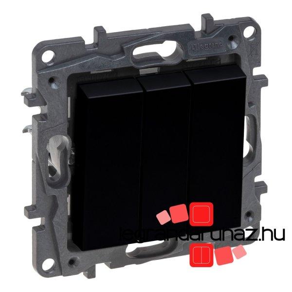 Legrand Niloé Step hármas egypólusú kapcsoló, 10AX, fekete, Legrand 863503