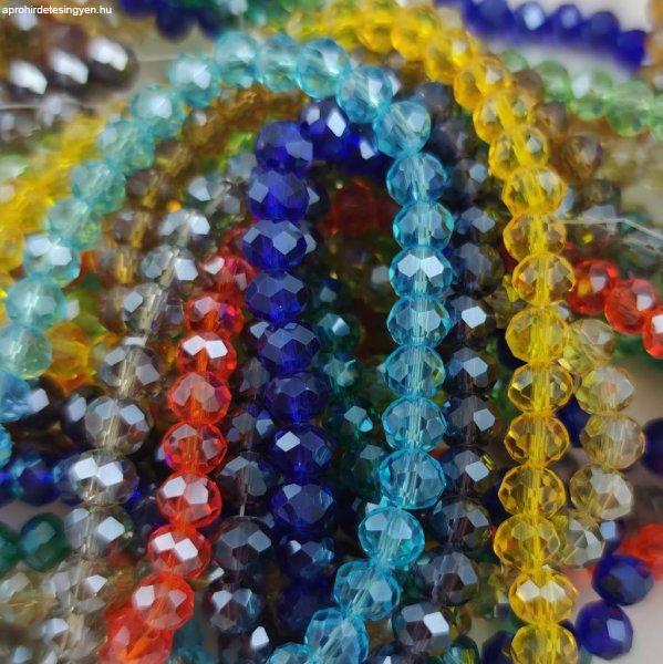 Csiszolt fánk gyöngy - Color Mix - 5x6mm - szálon