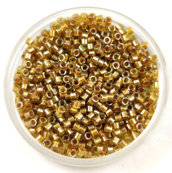 Miyuki delica gyöngy - 909 - Sparkling Honey Beige Lined Chartreuse - 11/0