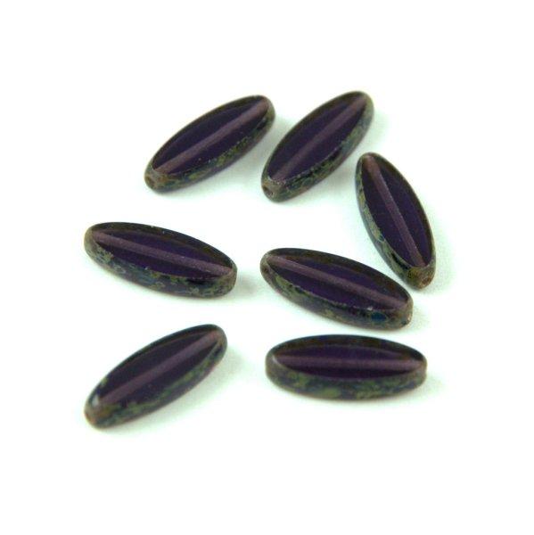 Cseh table cut gyöngy - hosszában fúrt ovális mintás - Amethyst Picasso -
20500-86800 - 16x6mm (20db)