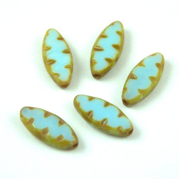 Cseh table cut gyöngy - hosszában fúrt ovális mintás - Sky Blue Picasso -
63000-86800 - 18x7mm (24db)