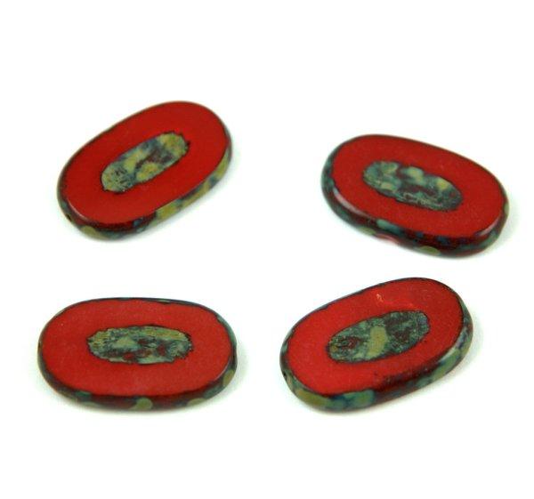 Cseh table cut gyöngy - hosszában fúrt - 93200-86800 - Red Picasso - 26x15mm
(10db)
