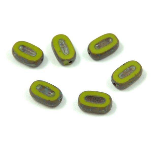 Cseh table cut gyöngy - hosszában fúrt - 53420-86800 - Green Travertine -
10x6mm (24db)