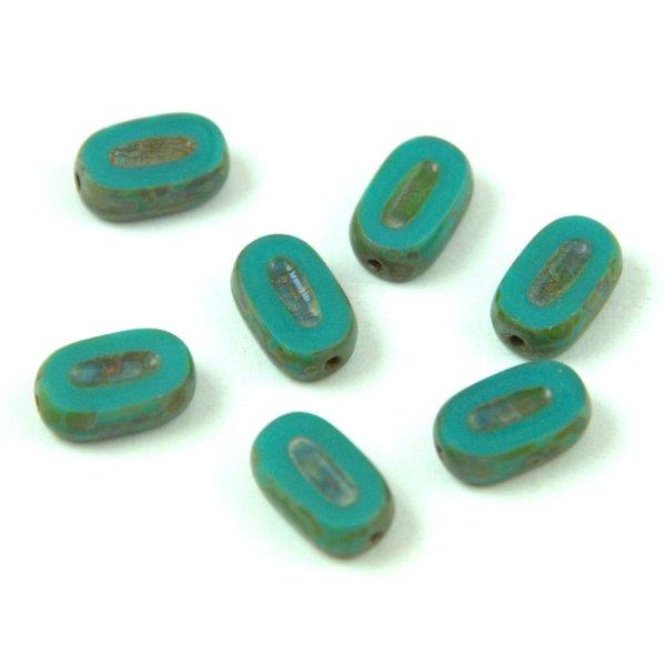 Cseh table cut gyöngy - hosszában fúrt - 63130-86800 - Turquoise Travertine -
10x6mm (24db)