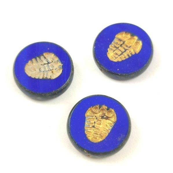 Cseh table cut gyöngy - hosszában fúrt - Trilobita - 33120-86800-54302 -
Sapphire Picasso Gold - 17mm (6db)
