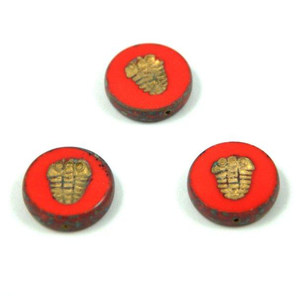 Cseh table cut gyöngy - hosszában fúrt - Trilobita - 93180-86800-54302 - Red
Travertine Gold - 17mm (6db)