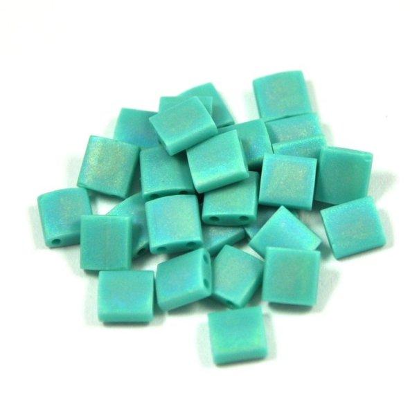 Miyuki tila gyöngy - 412fr - Matte Rainbow Turquoize Green - 5x5mm