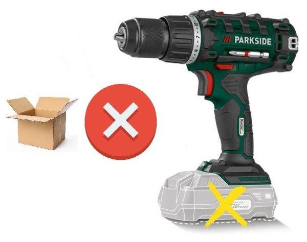 HIBÁS ParkSide PABS 20-Li G8 X20V akkus fúró, 45 Nm csavarbehajtó,
tartozékok és koffer nélkül, kiesett tokmánnyal, alkatrésznek