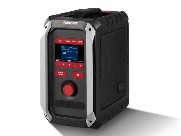 ParkSide Performance PBR 36 A1 SOLO 12V / 20V 2 x 18W RMS akkus építkezési
rádió, akkumulátoros hordozható Bluetooth hangszóró USB / AUX / FM rádió
/ DAB / DAB+