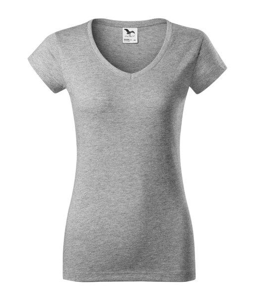 MALFINI Női póló Fit V-neck - Sötétszürke melírozott | L