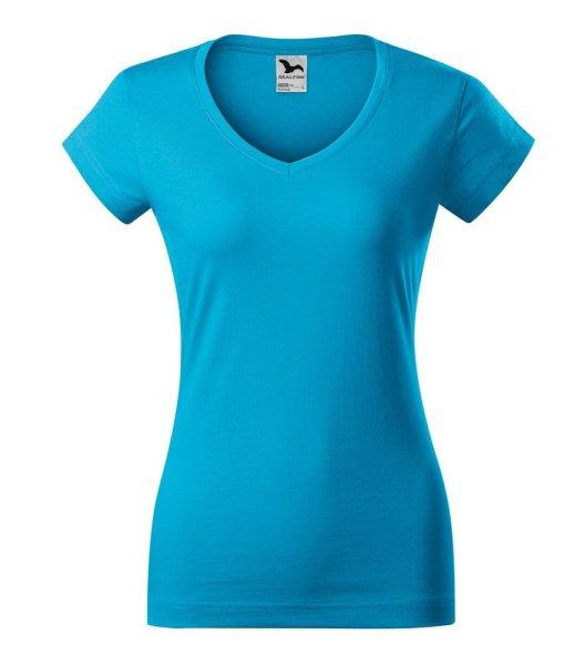 MALFINI Női póló Fit V-neck - Türkiz | L