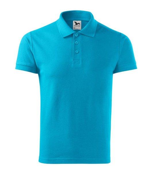 MALFINI Férfi galléros póló Cotton Heavy - Türkiz | L