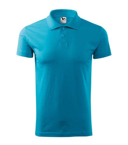 MALFINI Férfi puha galléros póló Single J. - Türkiz | XL