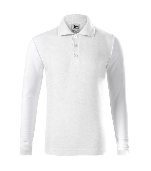 MALFINI Gyerek hosszú ujjú póló Pique Polo - Fehér | 158 cm (12 éves)