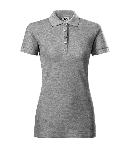 MALFINI Női galléros póló Cotton Heavy - Sötétszürke melírozott | 2XL
