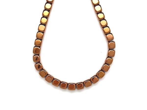 Hematit kocka kerekített szin bronz 6x6mm
