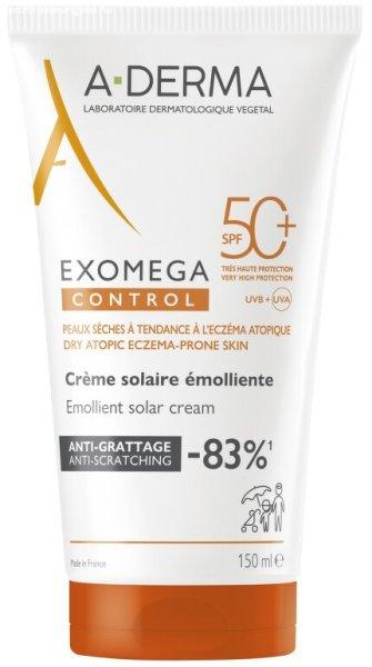 A-DERMA Bőrpuhító, védő krém SPF 50+ Exomega Control (Emollient Solar
Cream) 150 ml