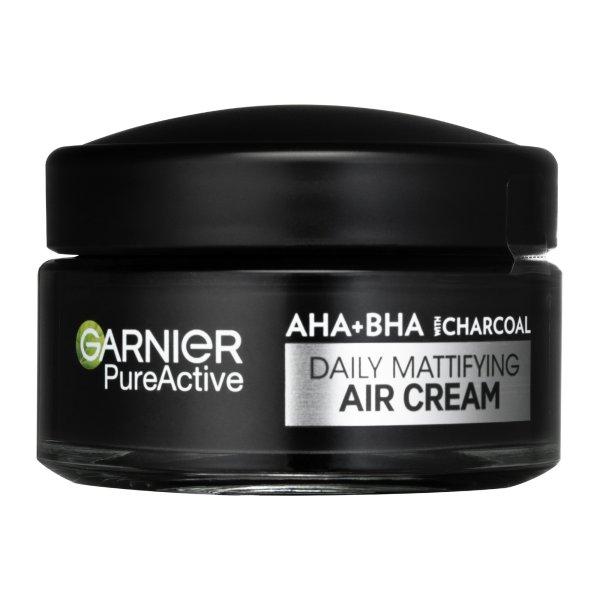 Garnier Mattító arckrém AHA + BHA Charcoal Pure Active (Daily Mattifying Air
Cream) 50 ml