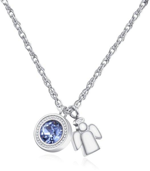 S'Agapõ Acél nyaklánc kristállyal és angyallal Lucky Light SKT03
