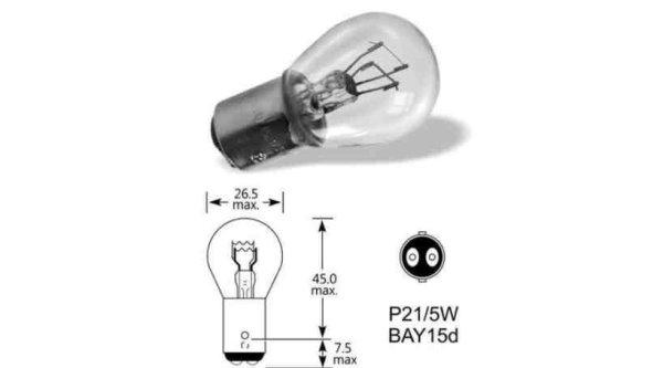 ELTA 12V 21/5W BAY15d Piros Izzó