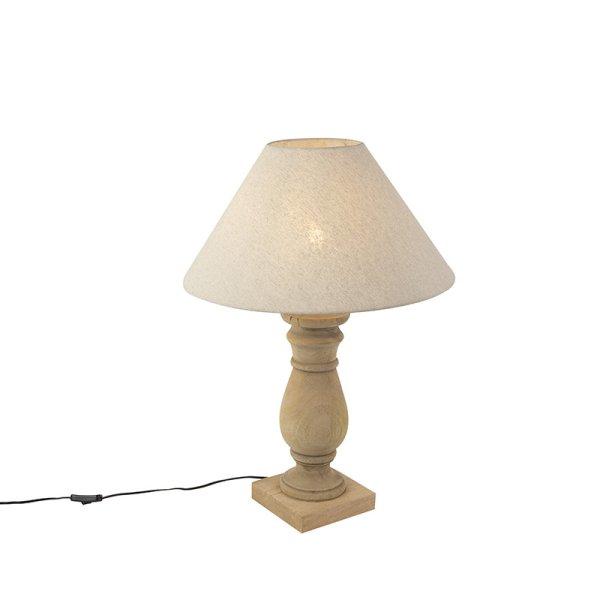 Rusztikus asztali lámpa bézs vászon búrával 50 cm - Catnip