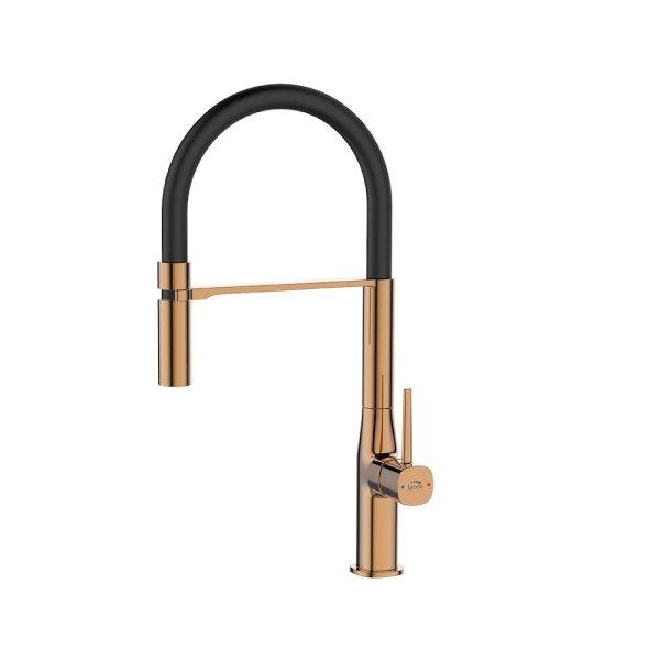 Laveo POLA álló csaptelep rugalmas kiömlővel, rose gold/matt fekete