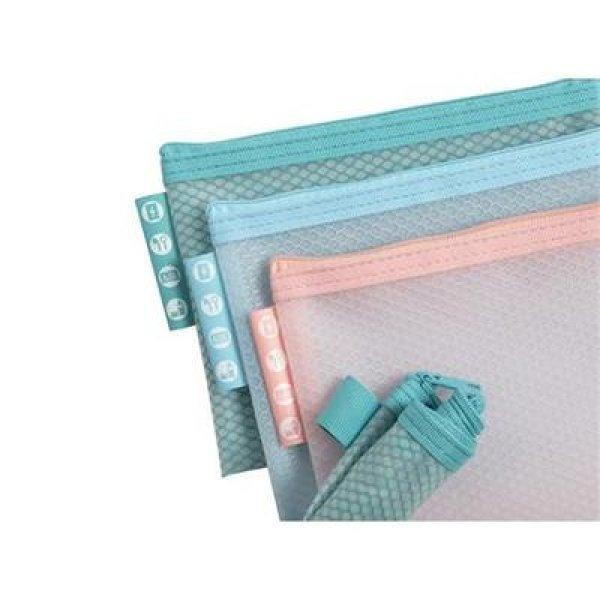 Rendszerező tasak, cipzáras, hálós, A6, EXACOMPTA "Chromaline
Pastel", vegyes színek