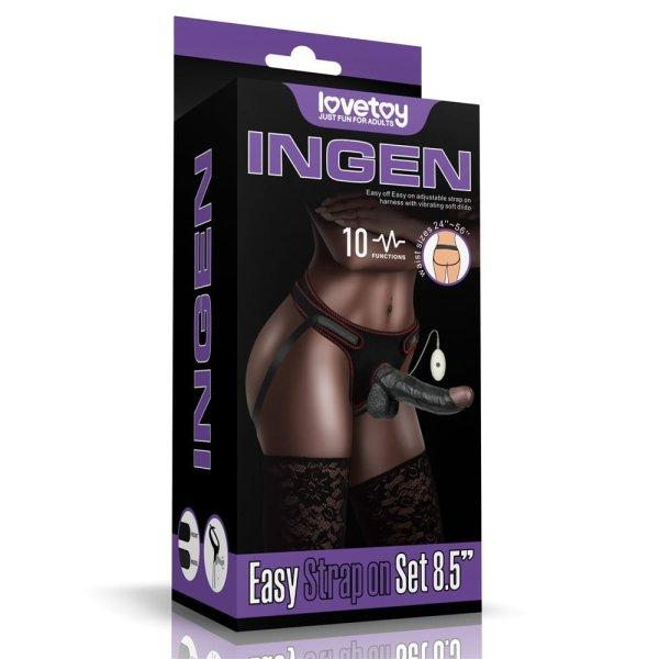  Vibrating Easy Strapon Set 8.5" Black 