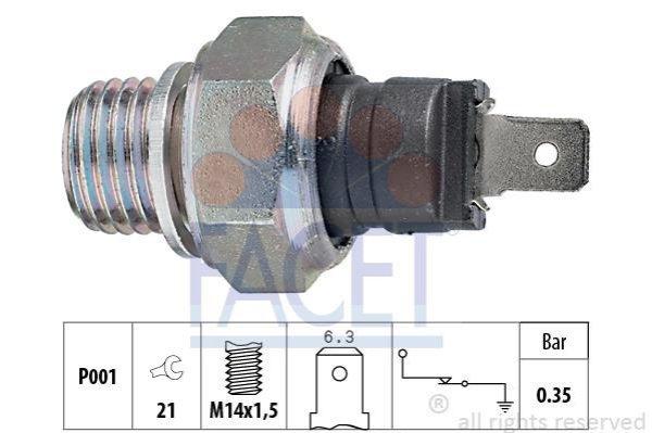 FACET 7.0006 olajnyomáskapcsoló (Alfa Romeo, Citroen, Fiat, Iveco, Lada,
Lancia, Opel, Peugeot, Renault, Saab, Volvo, Volkswagen, Zastava))