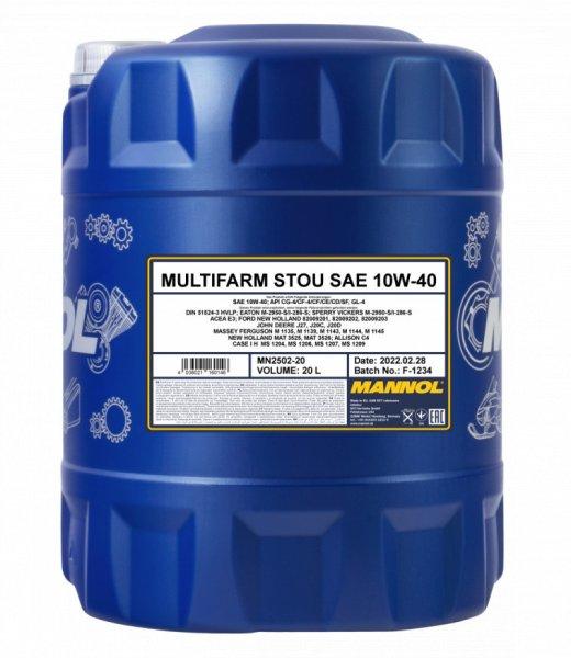 MANNOL Multifarm STOU 10W-40 20L (2502, API CG-4/CF-4/CF/CE/CD/SF, GL-4, ACEA
E3)
