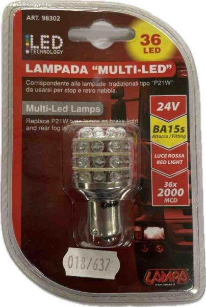 Lampa 98302 24V BA15s 36 LED-es piros izzó