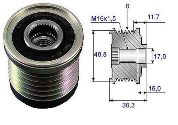 Generátor szabadonfutó INA 535003010 (4417574) (Mitsubishi, Nissan, Opel,
Renault, Volvo)