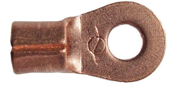 Vörösréz kábelsaru 6 mm furatátmérővel, 16 mm² vezetékhez – 25
db/csomag (000895)